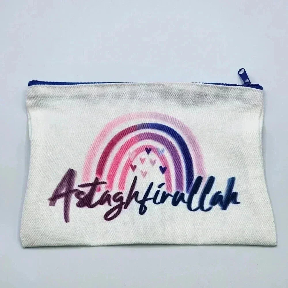 Astaghfirullah Canvas Zipper Pencil Bag Makeup Bag‎ Pouch Bag Handmade NWT